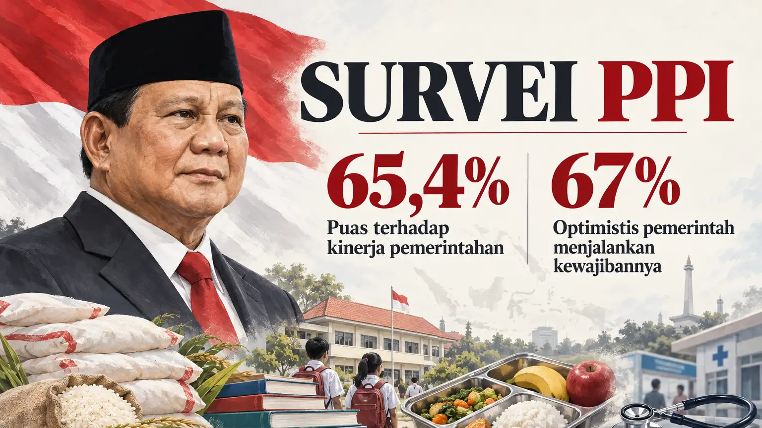 Survei PPI: Kepuasan terhadap Pemerintahan Prabowo 65,4 Persen